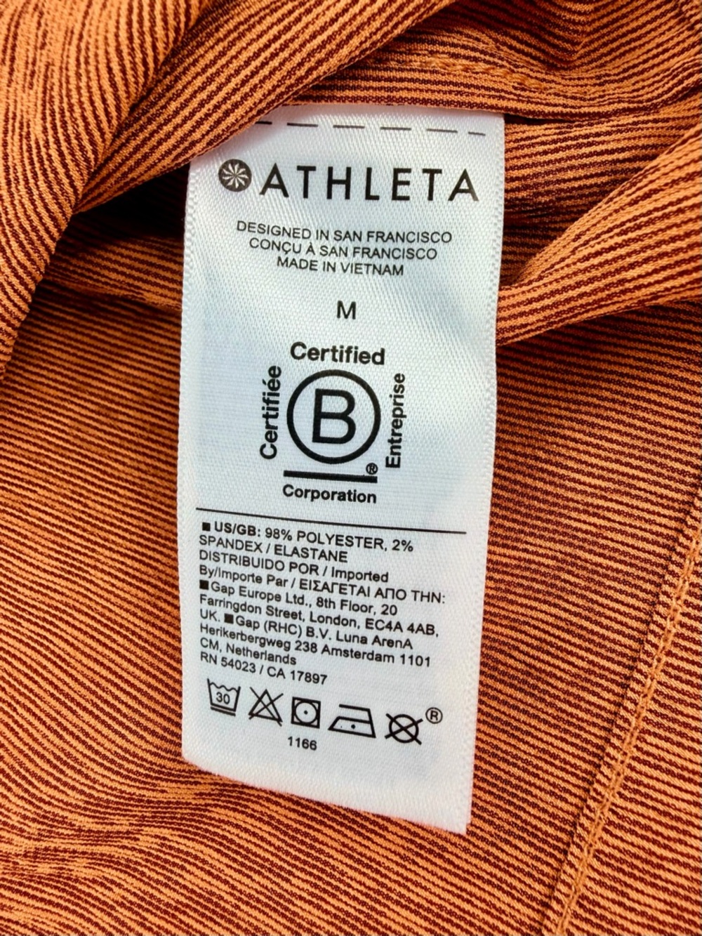Athleta Top Women Medium Burnt Orange Textured Button Up Camp Shirt Short Sleeve - Picture 5 of 7